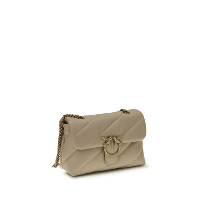 Quilted Shoulder Bag by PINKO for women in bos taurus calf leather beige, gold & monogram features a enviable silhouette, showcasing a secure magnetic & button, ample built-in-compartments, and enviable shoulder-strap for a enviable finish.