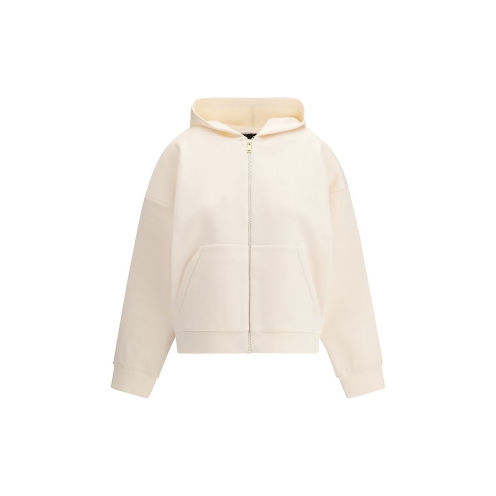 Sweatshirt Hoodie by Fabiana Filippi for women in polyurethane capra leather & modal white features a edgy silhouette, detailed with a edgy hooded neckline and for a refined finish.