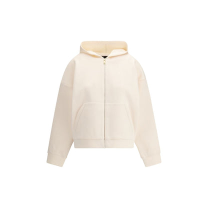 Sweatshirt Hoodie by Fabiana Filippi for women in polyurethane capra leather & modal white features a edgy silhouette, detailed with a edgy hooded neckline and for a refined finish.