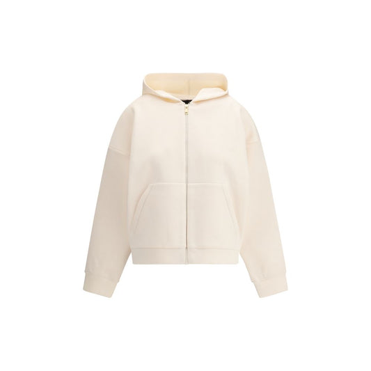 Sweatshirt Hoodie by Fabiana Filippi for women in polyurethane capra leather & modal white features a edgy silhouette, detailed with a edgy hooded neckline and for a refined finish.