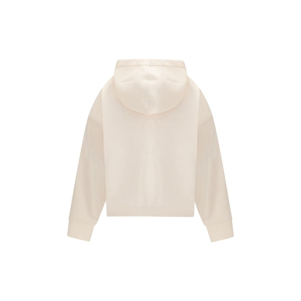 Sweatshirt Hoodie by Fabiana Filippi for women in polyurethane capra leather & modal white showcases a city-ready silhouette, artfully detailed with a signature hooded neckline and for a city-ready finish.
