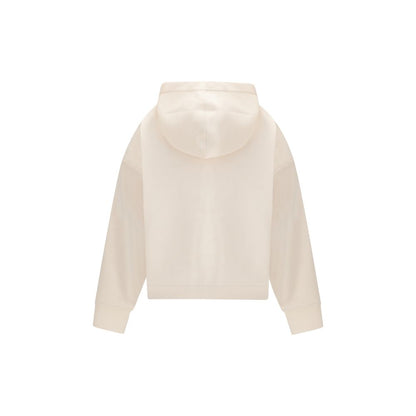 Sweatshirt Hoodie by Fabiana Filippi for women in polyurethane capra leather & modal white showcases a city-ready silhouette, artfully detailed with a signature hooded neckline and for a city-ready finish.