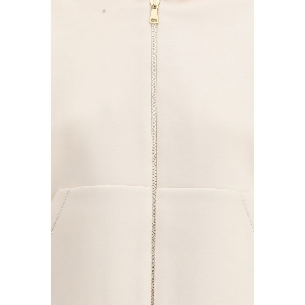 Sweatshirt Hoodie by Fabiana Filippi for women in polyurethane capra leather & modal white features a edgy silhouette, detailed with a edgy hooded neckline and for a refined finish.