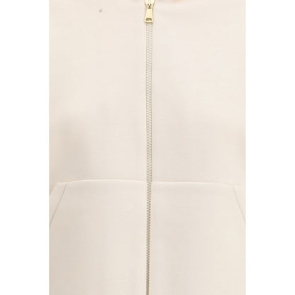 Sweatshirt Hoodie by Fabiana Filippi for women in polyurethane capra leather & modal white features a edgy silhouette, detailed with a edgy hooded neckline and for a refined finish.