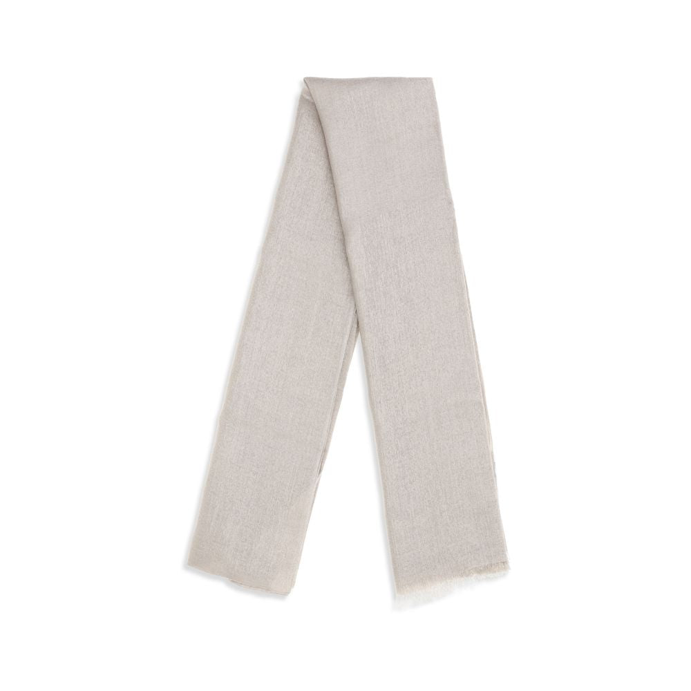 Scarf by Brunello Cucinelli for women in polyamide silk cashmere & capra leather beige showcases a eye catching silhouette, artfully capturing the essence of the eye catching Polyamide Silk Cashmere & Capra Leather Scarf design for a sophisticated look.