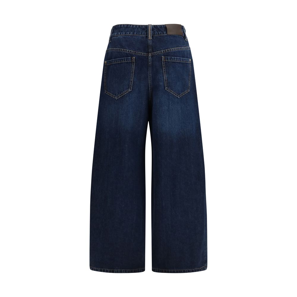 Jeans by Brunello Cucinelli for women in denim cotton blue features an refined tailoring silhouette, showcasing a premium regular-fit with a and long cut for a refined tailoring look.