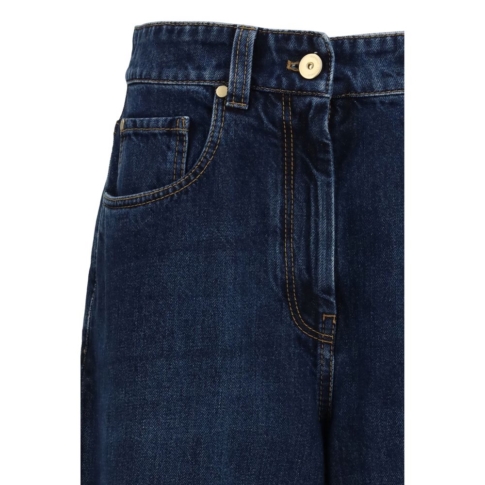 Jeans by Brunello Cucinelli for women in denim cotton blue features a polished silhouette with a polished regular-fit, reaching a polished long and finished with a polished .