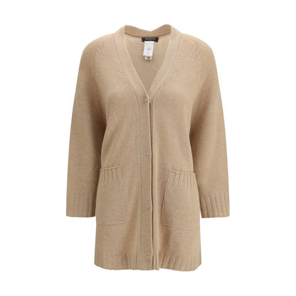 Cardigan by Fabiana Filippi for women in wool silk & capra leather beige presents a textural silhouette, artfully finished with a textural v-neck neckline and for a sophisticated, textural look.