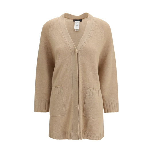 Cardigan by Fabiana Filippi for women in wool silk & capra leather beige presents a textural silhouette, artfully finished with a textural v-neck neckline and for a sophisticated, textural look.