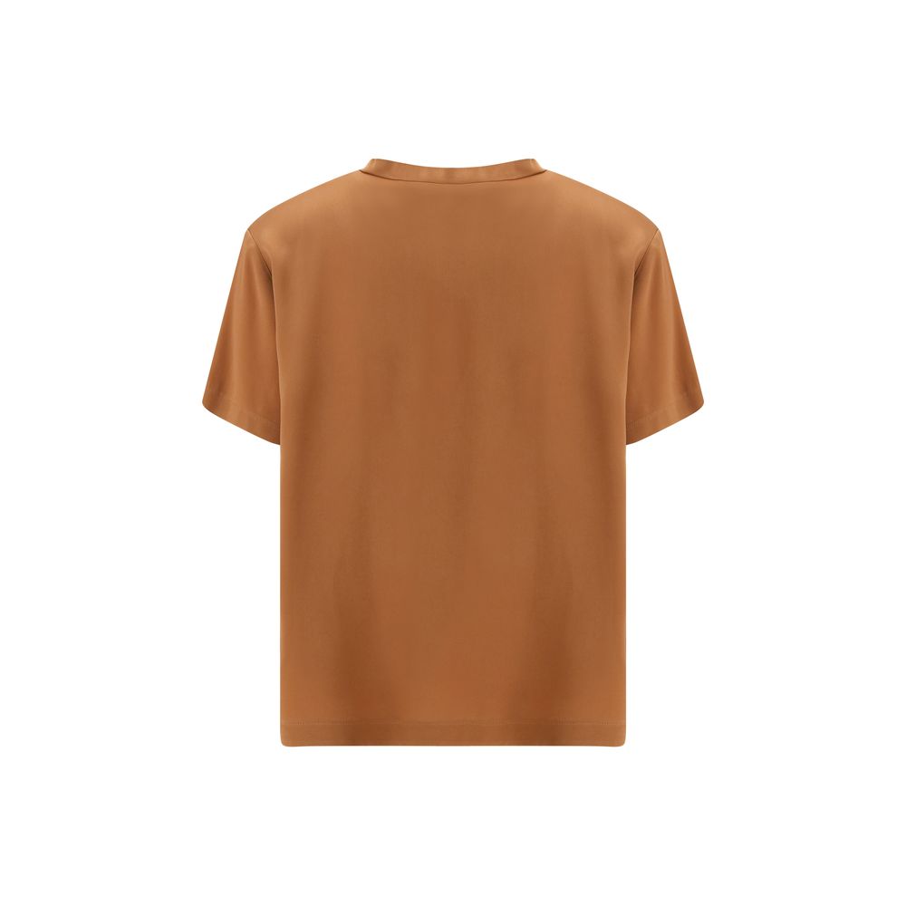 T-Shirt by Fabiana Filippi for women in acetate & viscose beige & signature features an on trend silhouette, perfectly showcasing a on trend and v-neck neckline for an elevated aesthetic.