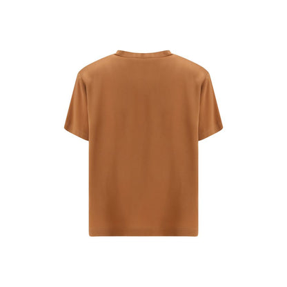 T-Shirt by Fabiana Filippi for women in acetate & viscose beige & signature features an on trend silhouette, perfectly showcasing a on trend and v-neck neckline for an elevated aesthetic.