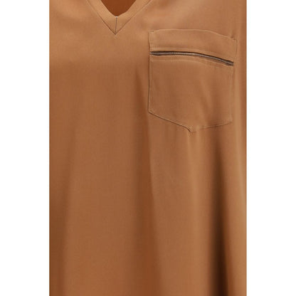 T-Shirt by Fabiana Filippi for women in acetate & viscose beige & signature showcases a unassuming silhouette, artfully detailed with a refined and unassuming for a sophisticated, contemporary look.