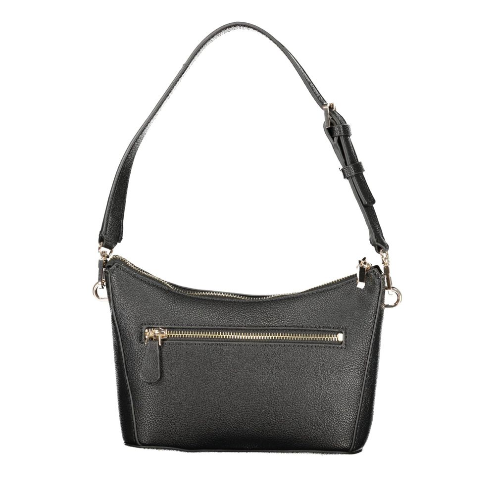 Handbag by Guess Jeans for women in polyurethane black features a signature silhouette, showcasing a secure zipper and signature external-pockets, internal-pockets & cardholder with versatile handle for a sophisticated look.