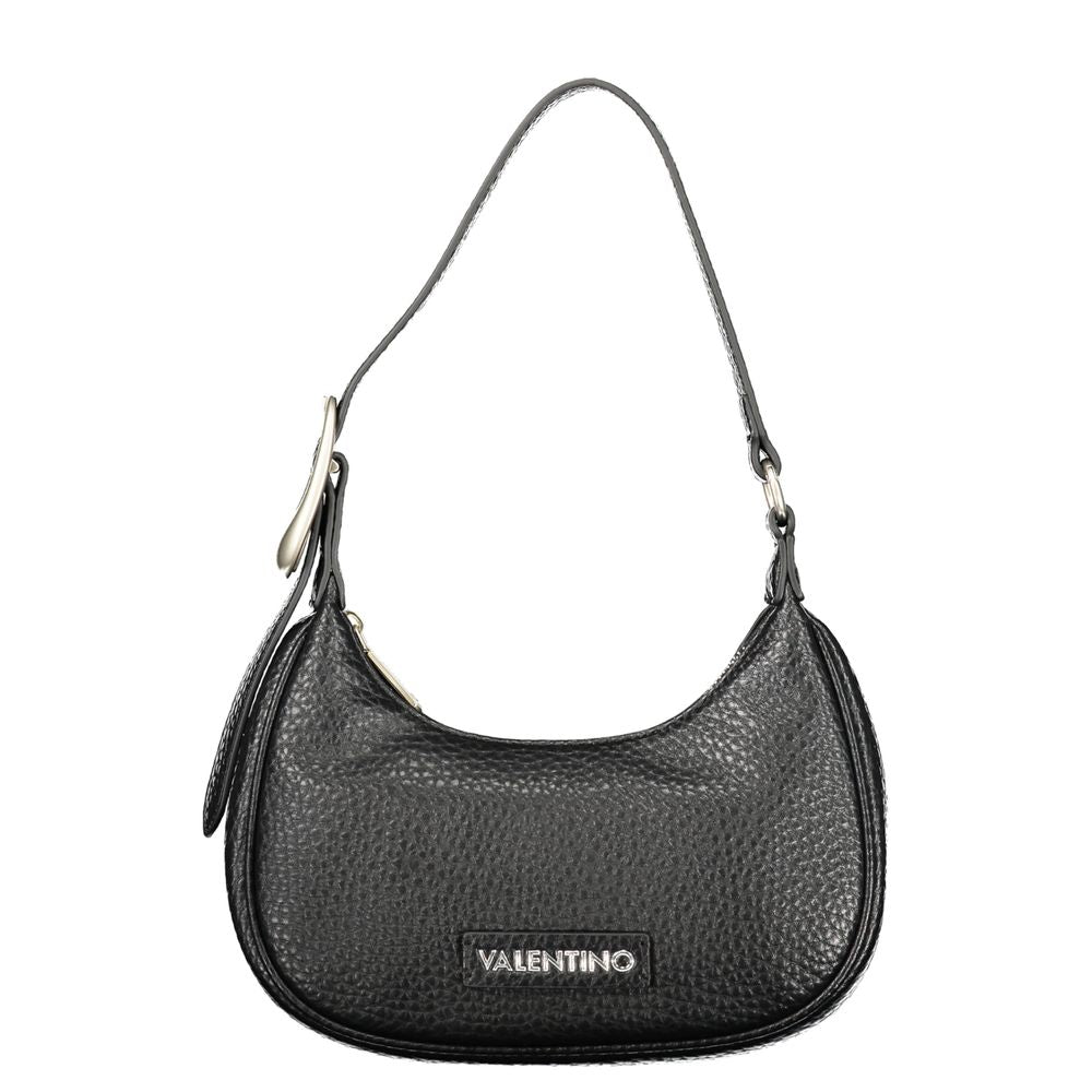 Handbag by Mario Valentino for women in polyurethane black & signature features a refined silhouette, showcasing a secure zipper, organized internal-pockets, and versatile adjustable-strap & handle for a refined finish.