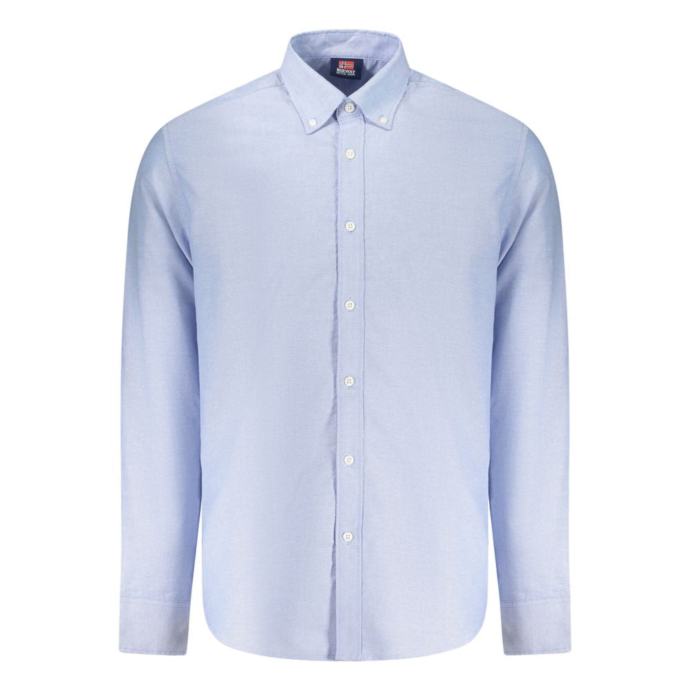 Dress Shirt by Norway 1963 for men in cotton azzurro showcases a sublime silhouette, artfully detailed with a sublime button-down-collar neckline and long-sleeve for a sophisticated, sublime finish.