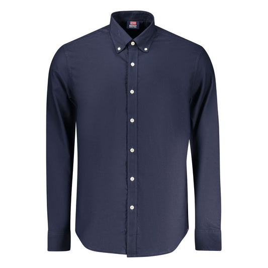 Dress Shirt by Norway 1963 for men in cotton blue & signature presents a discerning silhouette, showcasing a sophisticated button-down-collar neckline and long-sleeve for a truly discerning finish.