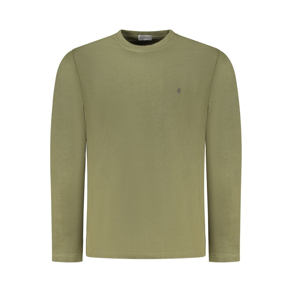 T-Shirt by Coveri Moving for men in cotton green features a plush silhouette, showcasing a sophisticated crew neckline and long-sleeve for a truly plush finish.