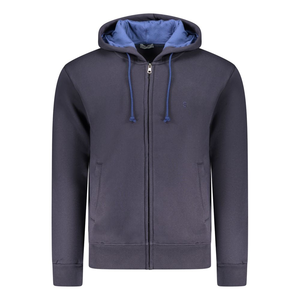 Hooded Sweatshirt Hoodie by Coveri Moving for men in cotton polyester blue & signature features an dramatic silhouette, showcasing a sophisticated hooded neckline and dramatic for a refined, modern aesthetic.