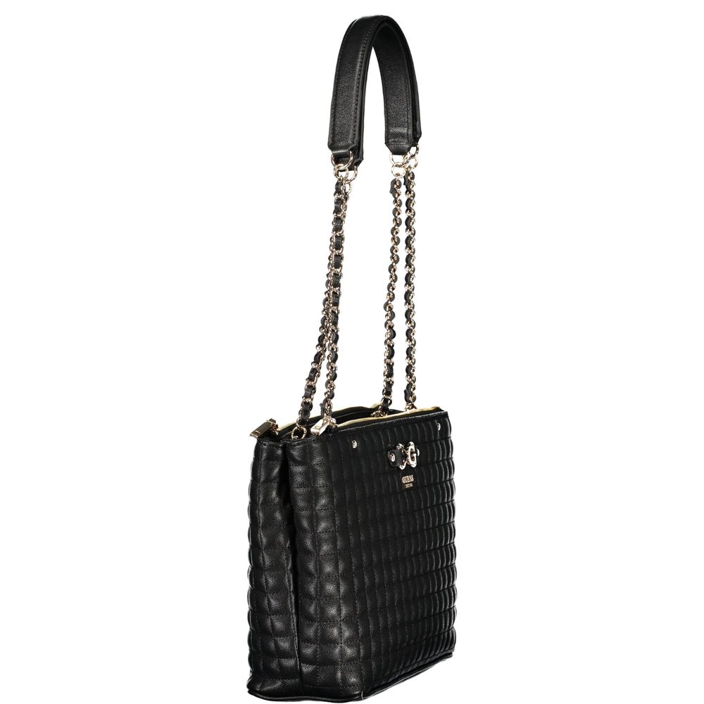 Handbag by Guess Jeans for women in polyurethane black features a refined silhouette, showcasing a secure snap & zipper, organized external-pockets, and versatile handle for a refined finish.