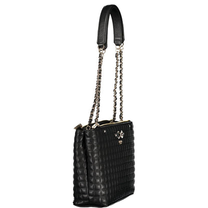 Handbag by Guess Jeans for women in polyurethane black features a refined silhouette, showcasing a secure snap & zipper, organized external-pockets, and versatile handle for a refined finish.