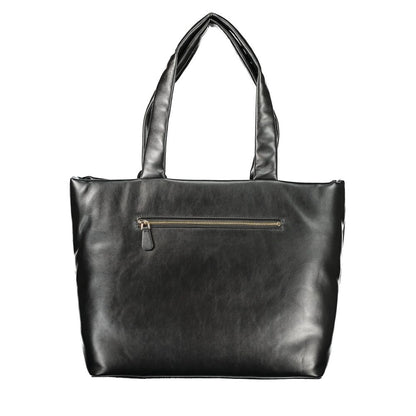 Handbag by Guess Jeans for women in polyurethane black, signature-print & print features a refined silhouette, showcasing a secure zipper, organized built-in-compartments, removable-pouch, external-pockets, internal-pockets & coin-purse, and versatile handle for a refined finish.