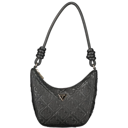 Handbag by Guess Jeans for women in polyurethane black presents a ornamental silhouette, showcasing a secure zipper, ample internal-pockets & cardholder, and versatile handle for a ornamental finish.