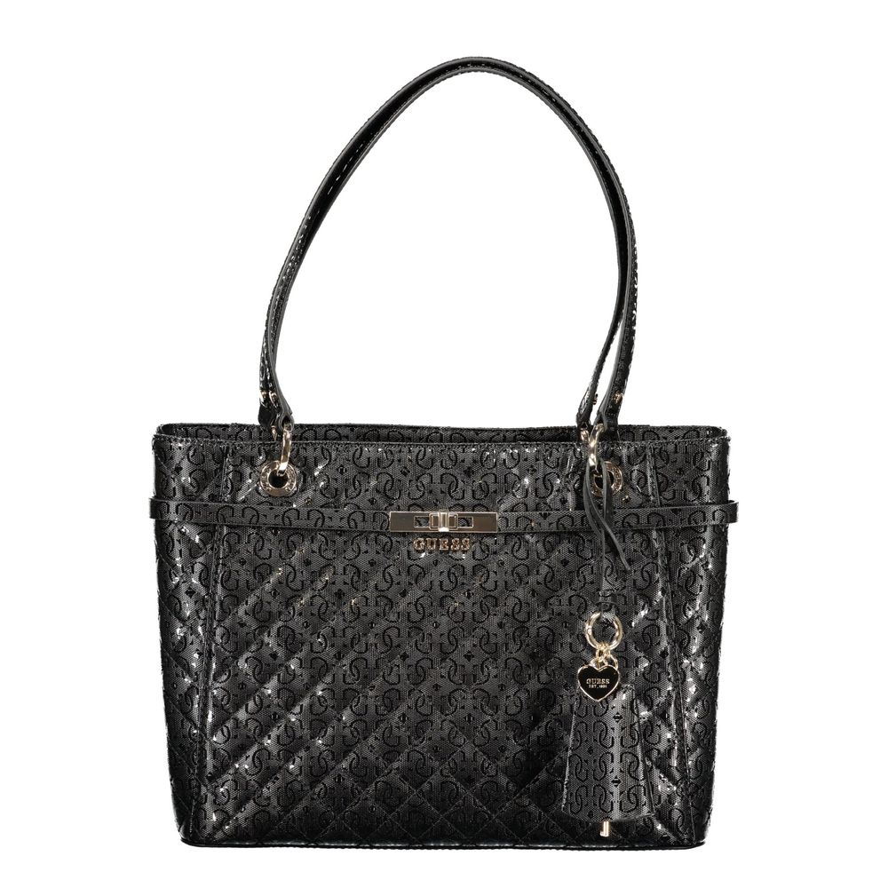 This Envelope Handbag by Guess Jeans for women in polyurethane and black presents a sculptural silhouette featuring a secure zipper, ample built-in-compartments & internal-pockets, and versatile handle for a sculptural finish.