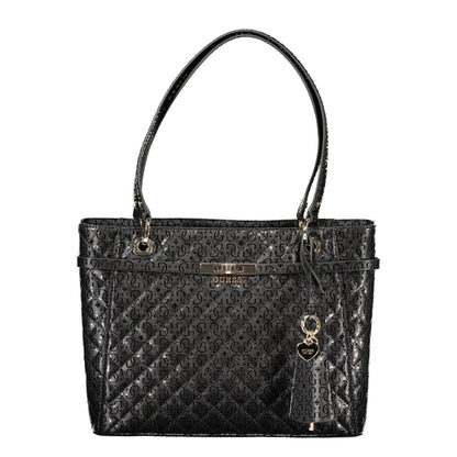 This Envelope Handbag by Guess Jeans for women in polyurethane and black presents a sculptural silhouette featuring a secure zipper, ample built-in-compartments & internal-pockets, and versatile handle for a sculptural finish.