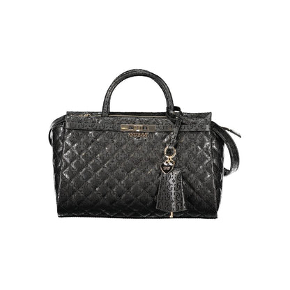 Handbag by Guess Jeans for women in plush polyurethane black features a exquisite silhouette, showcasing a secure snap & zipper and exquisite built-in-compartments & external-pockets with versatile shoulder-strap, adjustable-strap, detachable-strap & handle for a exquisite finish.