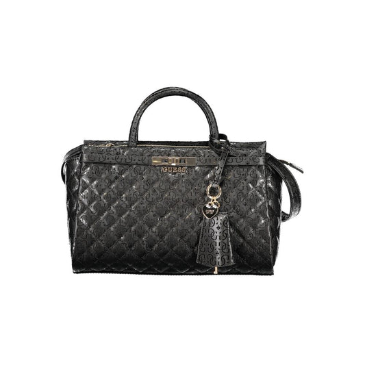 Handbag by Guess Jeans for women in plush polyurethane black features a exquisite silhouette, showcasing a secure snap & zipper and exquisite built-in-compartments & external-pockets with versatile shoulder-strap, adjustable-strap, detachable-strap & handle for a exquisite finish.