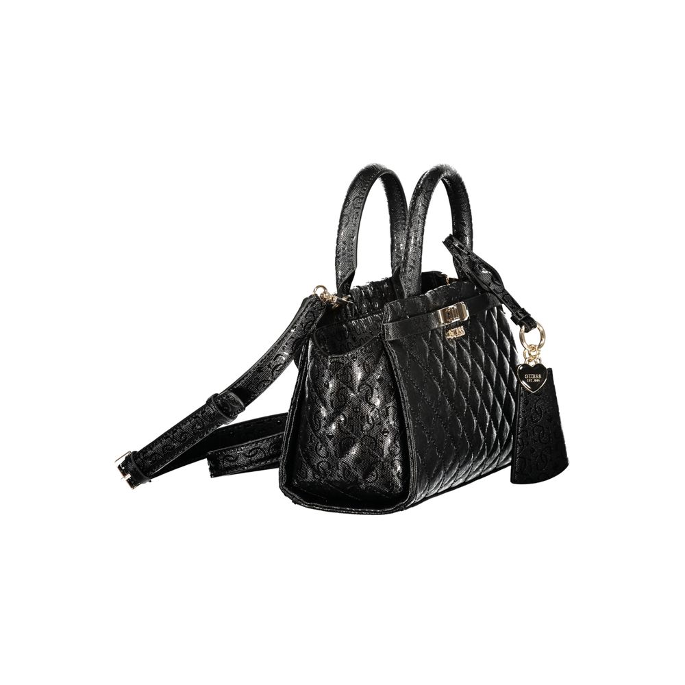 Handbag by Guess Jeans for women in polyurethane black features a exquisite silhouette, showcasing a secure zipper and exquisite external-pockets & internal-pockets with versatile shoulder-strap, handle & detachable-strap for a exquisite finish.