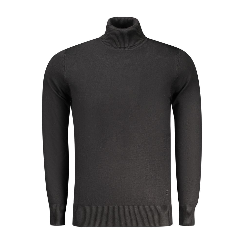 Sweater by Coveri Moving for men in nylon & viscose black features an tactile silhouette, showcasing a sophisticated turtle neckline and tactile for a refined finish.