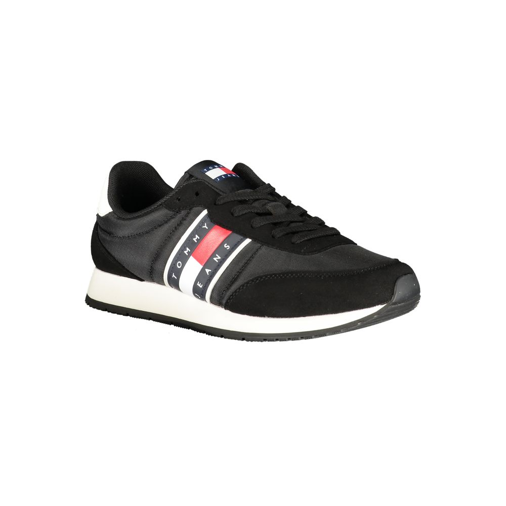 Athletic Sneakers Tommy Hilfiger men polyester polyurethane leather black & white featuring a avant-garde Men's Athletic Polyester Polyurethane Leather Sneakers design with a avant-garde athletic style for a refined finish.