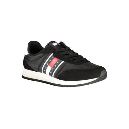Athletic Sneakers Tommy Hilfiger men polyester polyurethane leather black & white featuring a avant-garde Men's Athletic Polyester Polyurethane Leather Sneakers design with a avant-garde athletic style for a refined finish.