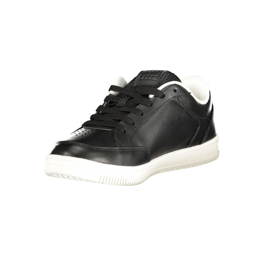 Athletic Sneakers Tommy Hilfiger men polyester polyurethane leather black & white featuring a avant-garde Men's Athletic Polyester Polyurethane Leather Sneakers design with a avant-garde athletic style for a refined finish.
