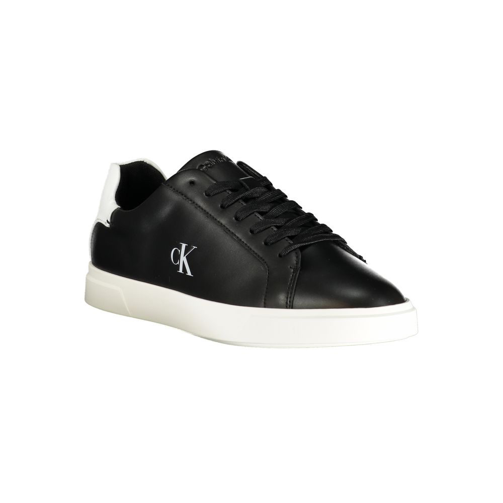 Athletic Sneakers by Calvin Klein for women in polyester polyurethane leather black & white features an architectural silhouette from the Women's Athletic Polyester Polyurethane Leather Sneakers collection, showcasing a architectural athletic style for a architectural look.