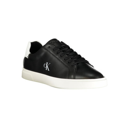 Athletic Sneakers by Calvin Klein for women in polyester polyurethane leather black & white features an architectural silhouette from the Women's Athletic Polyester Polyurethane Leather Sneakers collection, showcasing a architectural athletic style for a architectural look.