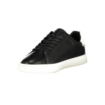 Athletic Sneakers by Calvin Klein for women in polyester polyurethane leather black & white features an stately silhouette, showcasing the signature athletic style of the Women's Athletic Polyester Polyurethane Leather Sneakers collection with a truly stately finish.