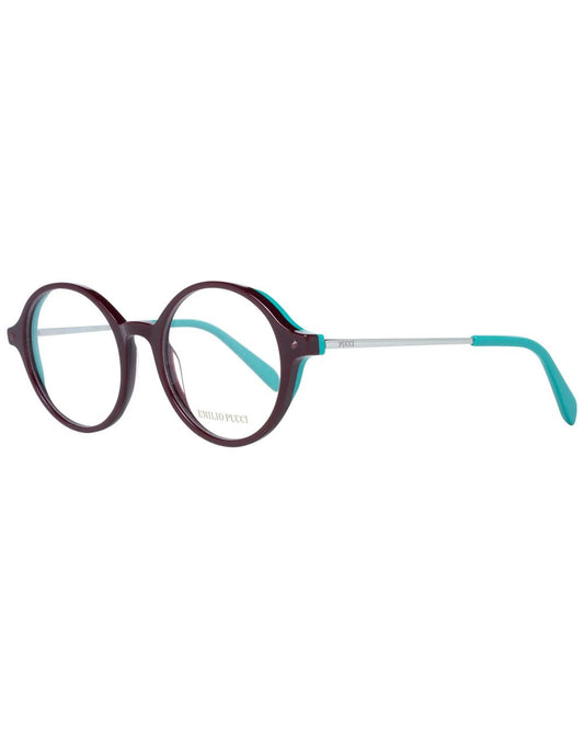 Eyeglasses Frames by Emilio Pucci for women in plastic burgundy features an refined silhouette, showcasing a sophisticated brown coloured frame and refined full-frame frame design for a refined look.