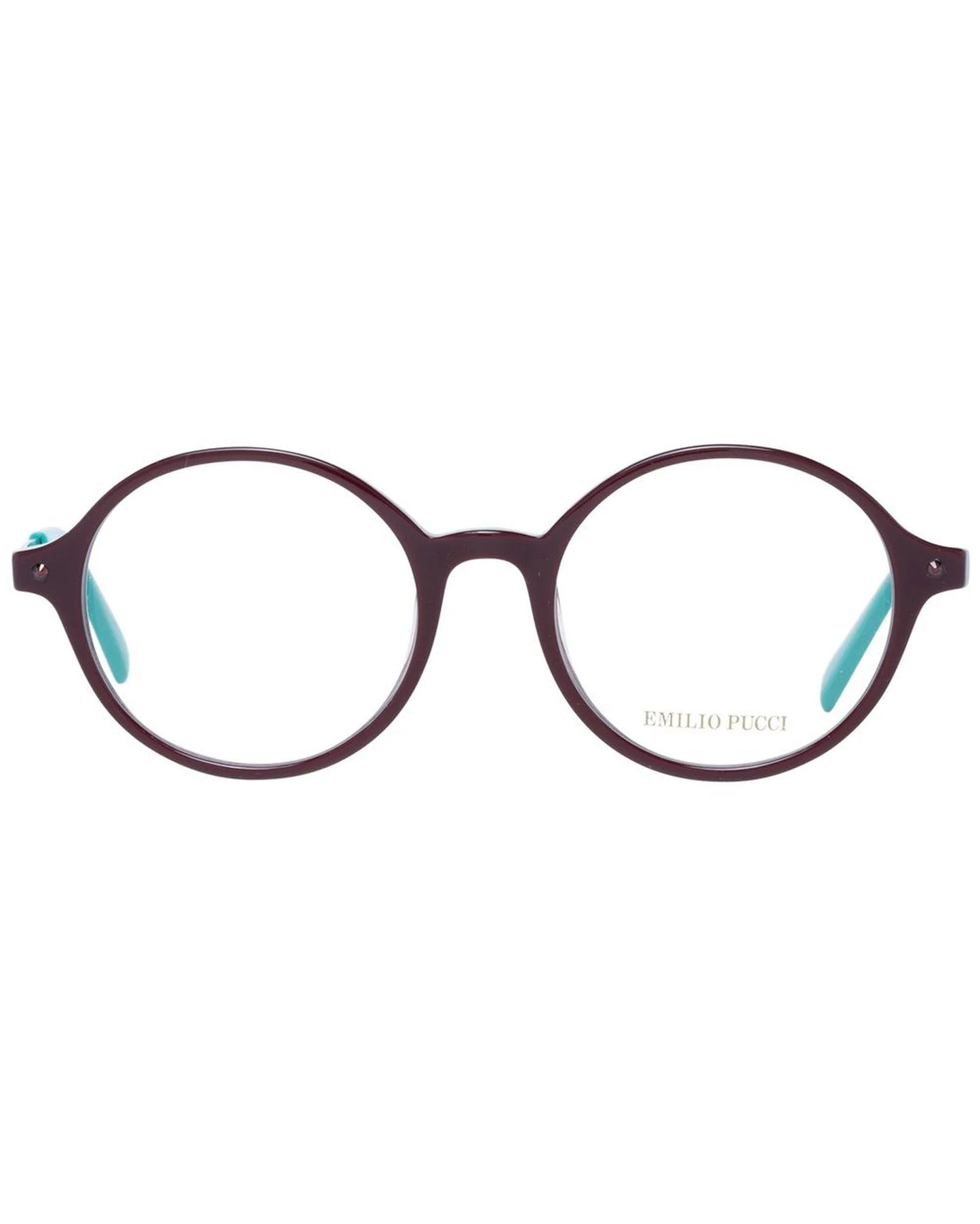 Eyeglasses Frames by Emilio Pucci for women in plastic burgundy showcases a refined full-frame frame design with a refined brown coloured frame finish for a refined and sophisticated look.