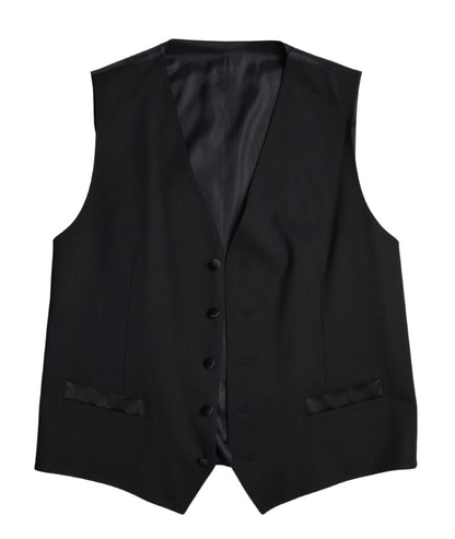 Pant Suit by Dolce & Gabbana for men in wool silk & viscose black showcases an bespeak silhouette, artfully detailed with a sophisticated and an bespeak slim for a refined finish.