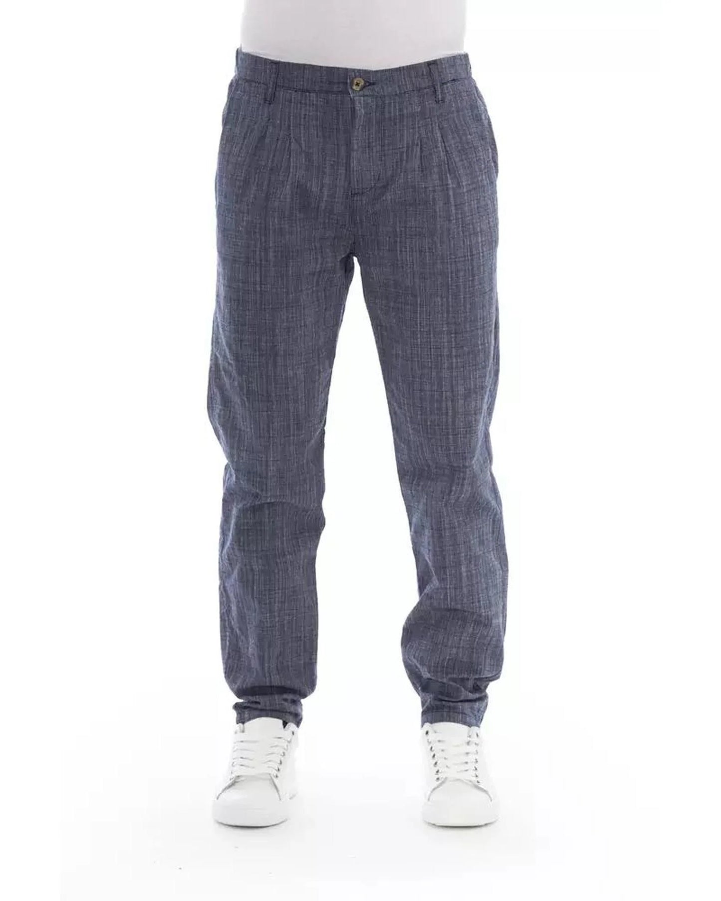 Chinos Pants by Baldinini Trend for men in cotton blue features an utilitarian-chic silhouette, showcasing a utilitarian-chic with a long cut and for a refined look.