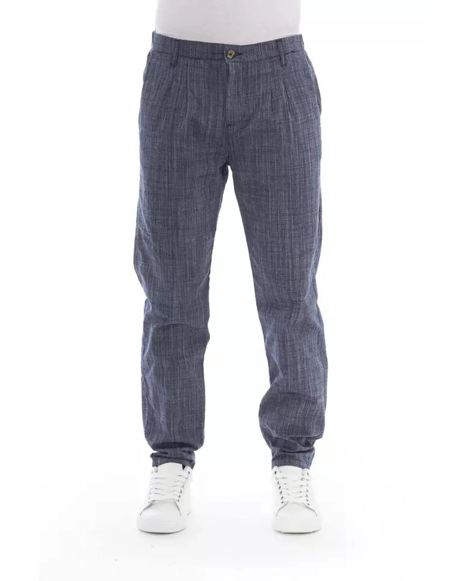 Chinos Pants by Baldinini Trend for men in cotton blue features an utilitarian-chic silhouette, showcasing a utilitarian-chic with a long cut and for a refined look.