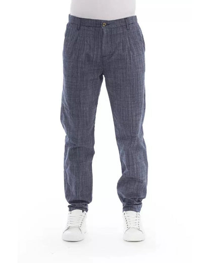 Chinos Pants by Baldinini Trend for men in cotton blue features an utilitarian-chic silhouette, showcasing a utilitarian-chic with a long cut and for a refined look.