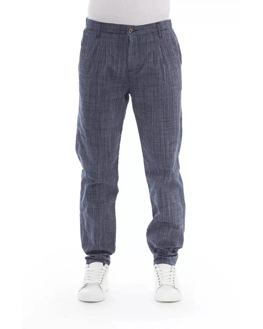 Chinos Pants by Baldinini Trend for men in cotton blue features an utilitarian-chic silhouette, showcasing a utilitarian-chic with a long cut and for a refined look.