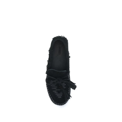 This Flat Loafer Slip-On Lace-Up Shoes by Isabel Marant for women in bos taurus calf suede leather black features an exquisite silhouette from the Women's Bos Taurus Calf Suede Leather Flat Loafer Slip-On Lace-Up Shoes collection, defined by a sophisticated flat and elegant round toe style.