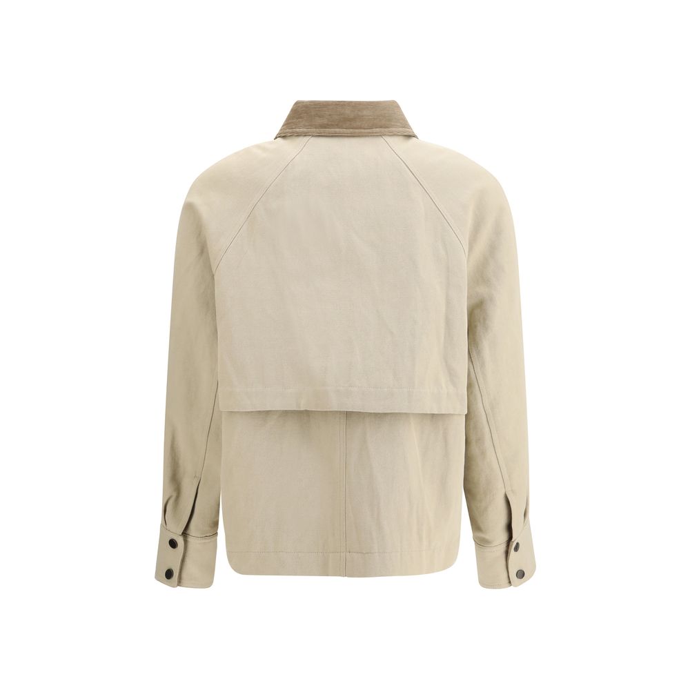 Overcoat by Brunello Cucinelli for women in cotton canvas & linen beige & natural showcases a architectural silhouette, artfully detailed with a distinctive and functional pockets for a architectural finish.