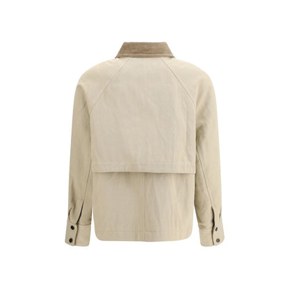 Overcoat by Brunello Cucinelli for women in cotton canvas & linen beige & natural showcases a architectural silhouette, artfully detailed with a distinctive and functional pockets for a architectural finish.
