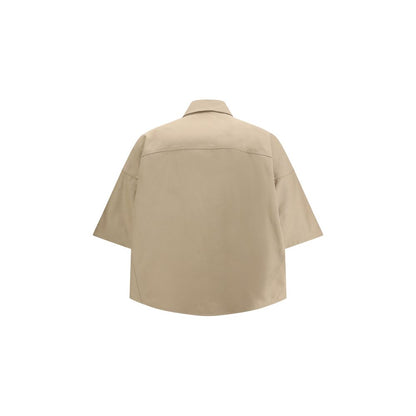 Shirt by Brunello Cucinelli for women in linen & cotton beige features an architectural silhouette with a refined and elegant for a architectural look.