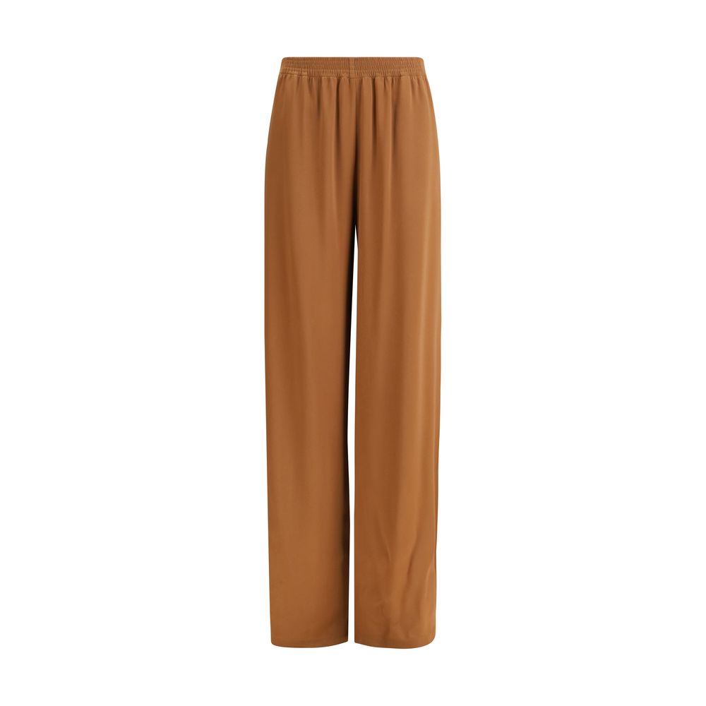 Trousers by Fabiana Filippi for women in viscose acetate beige presents a smart silhouette, meticulously detailed with a smart straight & regular-fit, a smart long, and a smart high rise.